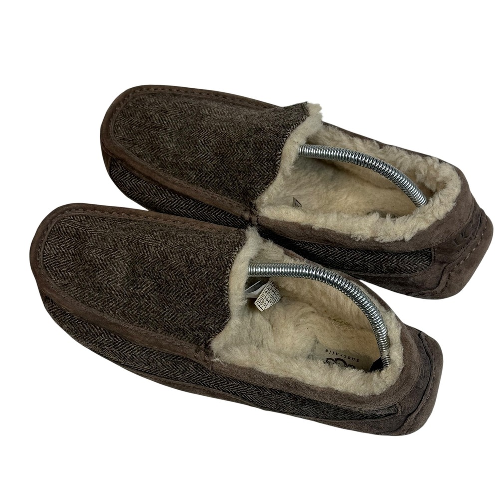UGG Australia Ascot Tweed Brown Herringbone Slippers Mens 12 1005347 - Picture 2 of 12